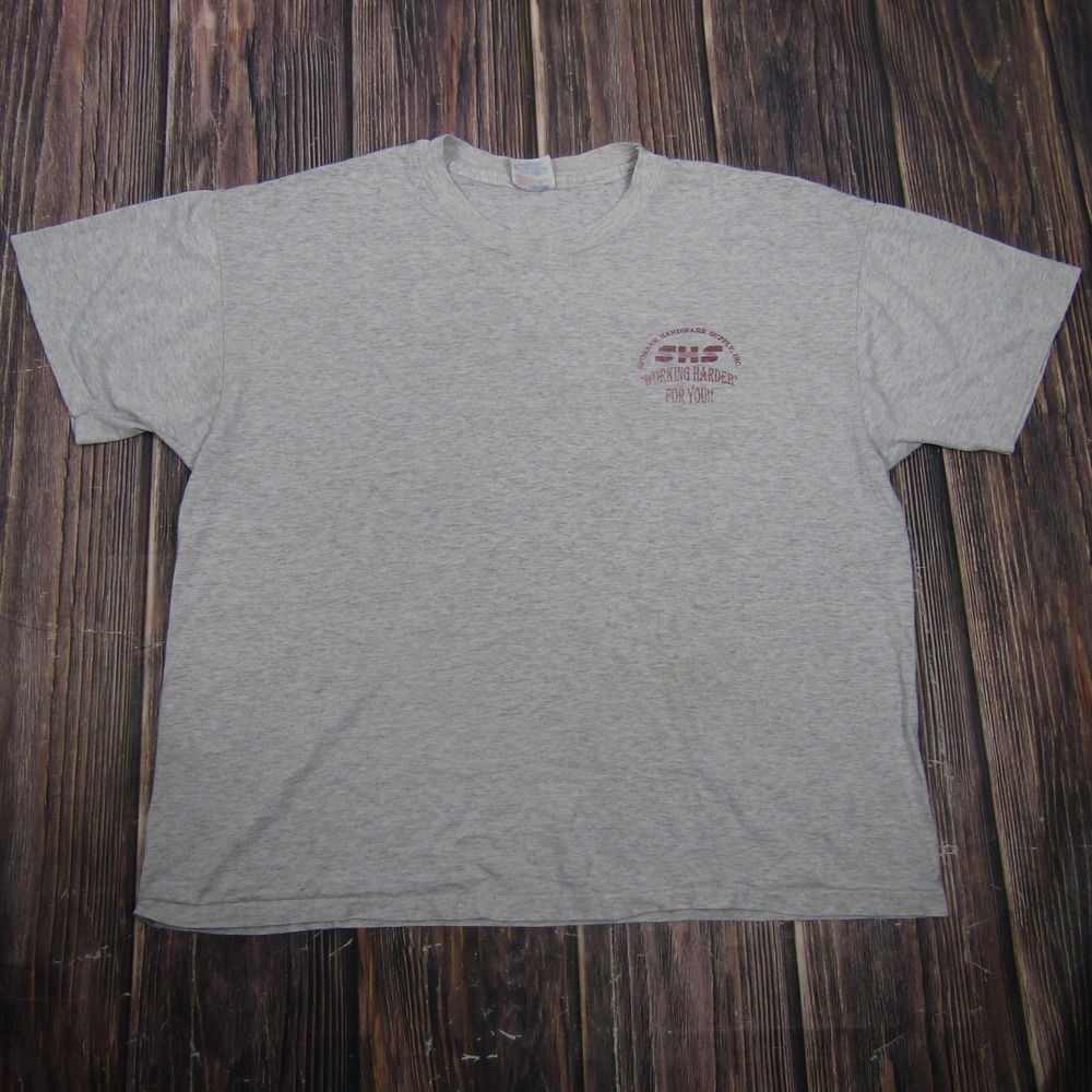 Vintage Hanes Spokane Hardware Supply Shirt Mens XL Gray Single Stitch Tee